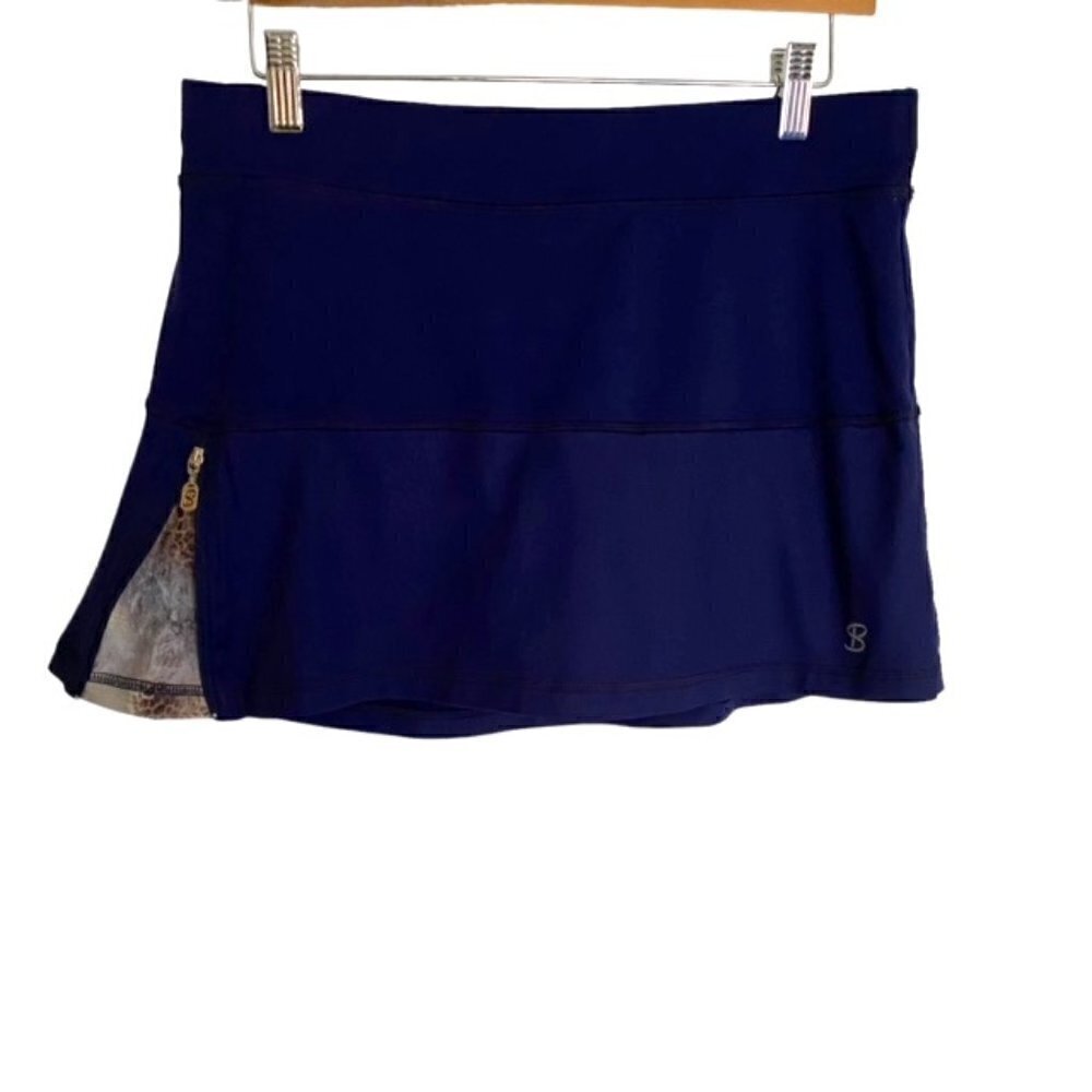Sofibella Navy Tennis Skort with Peekaboo Side Zipper Large